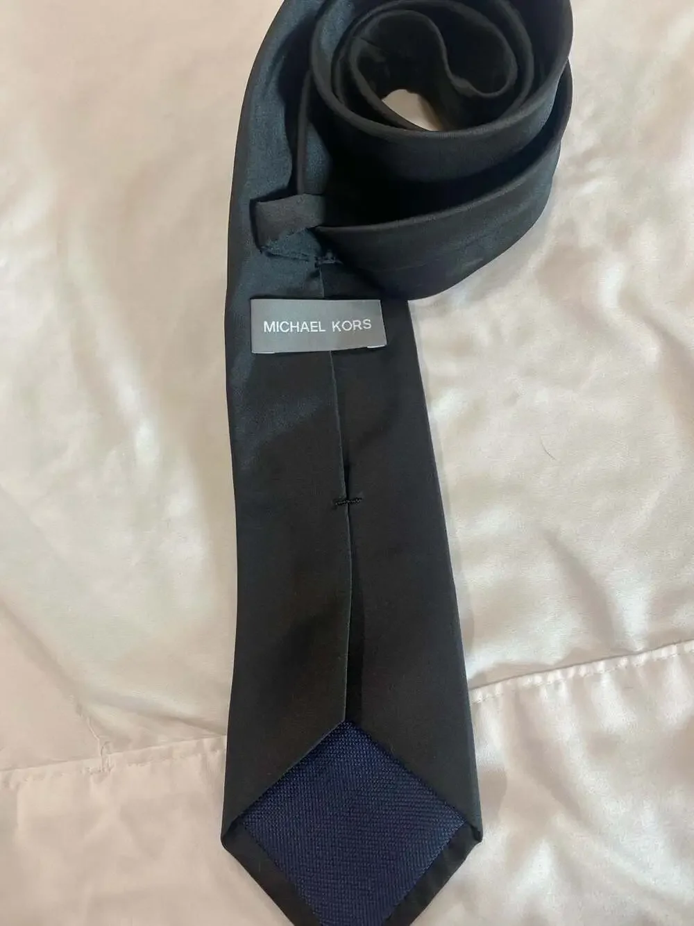 Michael Kors Neck Tie Black Berfond Solid Silk Blend MSRP NWT